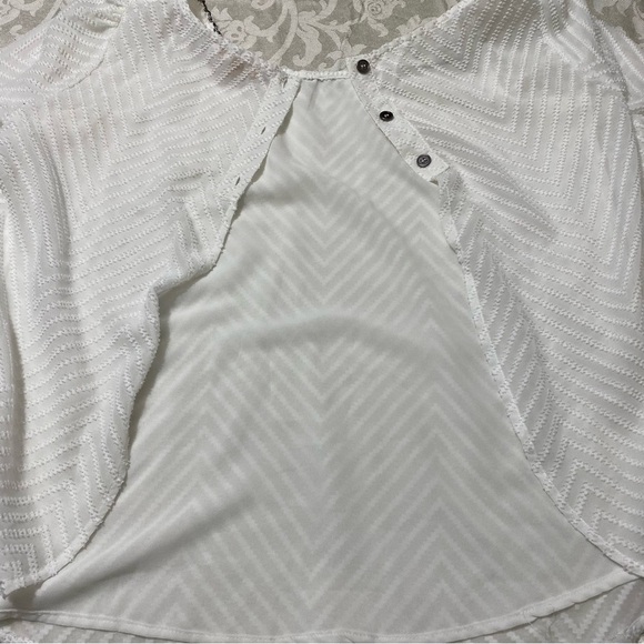 Takara White blouse 3/4 sleeves, 1/2 chain collar size M - Picture 3 of 10